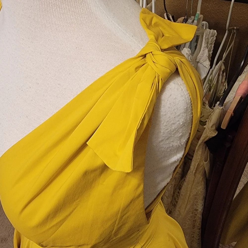 Retro VTG Yellow Sally Fitted Midi Dress - Picture 6 of 7